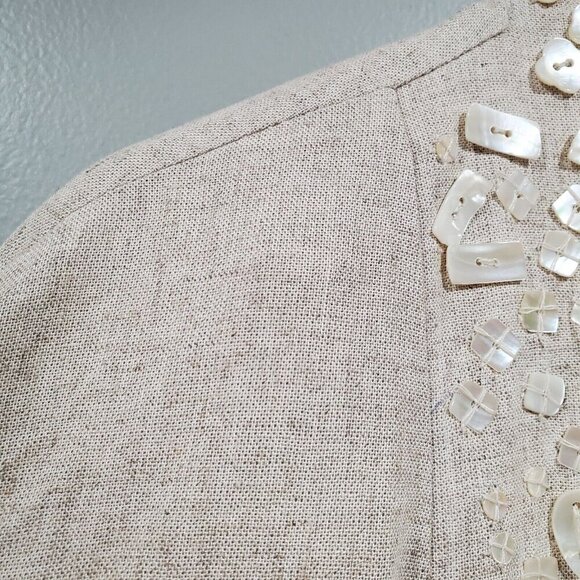 Soft Surroundings Linen Duster Long Cardigan Coat Shell Button Embellish Sz M - Picture 16 of 16